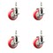 Service Caster 4 Inch 316SS Red Polyurethane Swivel 12mm Threaded Stem Caster Set Brake SS316TS20S414-PPUB-RED-TLB-M1215-4 - alternate 2